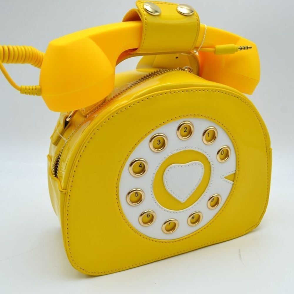 Hostpick Cute Glossy Heart Telephone Dial Crossbody Bag